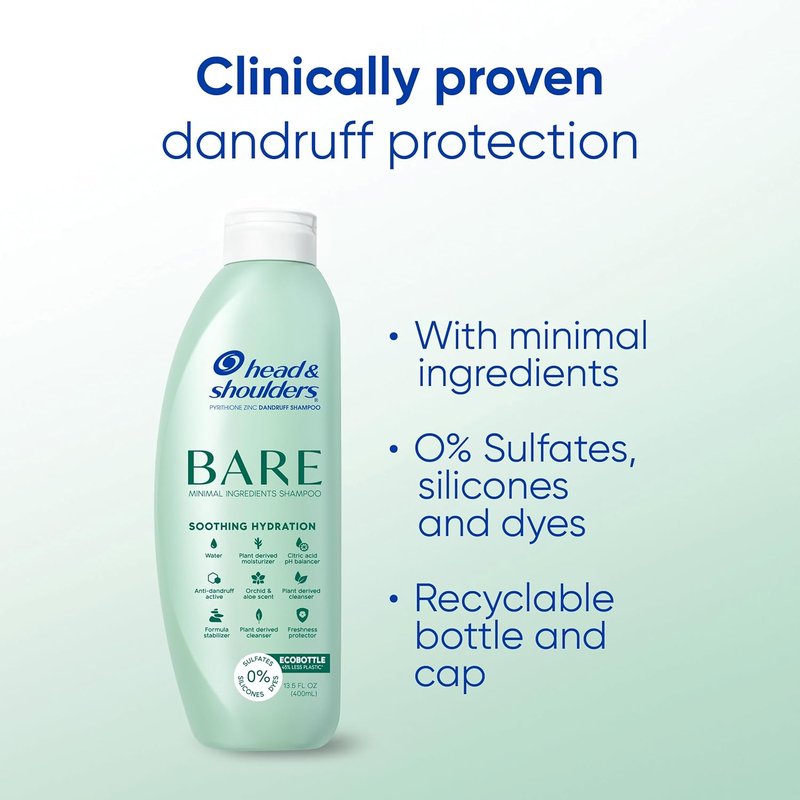 Head & Shoulders Anti-Dandruff Shampoo - Bare Soothing Hydration, 1% Pyrithione Zinc, Sulfate-Free, 13.5 fl oz