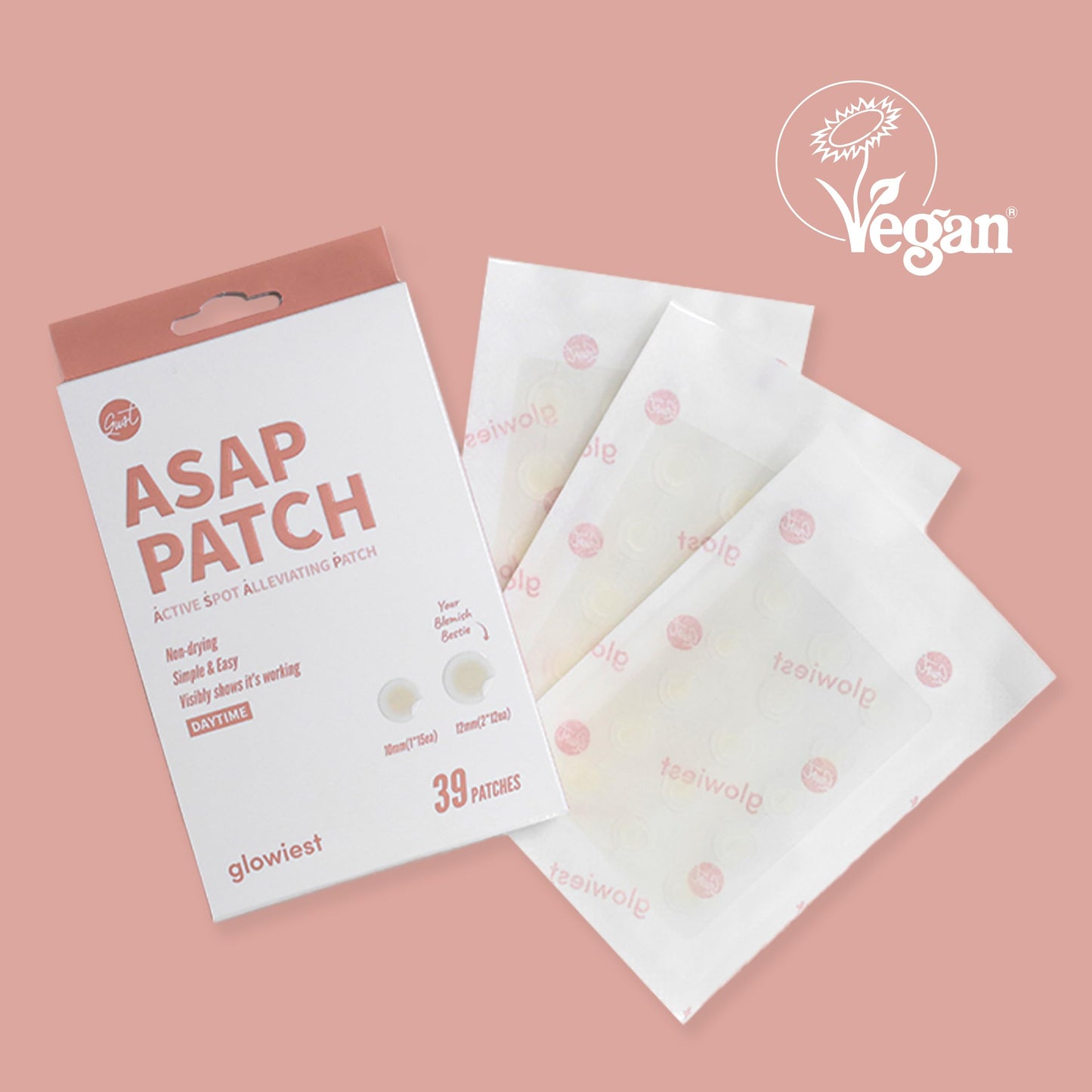 glowiest ASAP Active Spot Alleviating Patch 39 Patches [Daytime] 10mm (1 * 15ea) & 12mm (2 * 12ea) | Premium Hydrocolloid Dressing | Simple & Easy Active Treatment (Pack of 2)