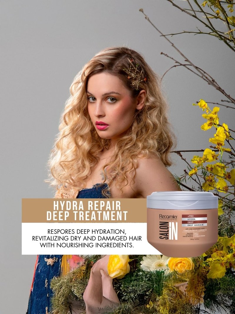 Salon In by Recamier | Hydra Repair Deep Treatment Mask | Intense Hydration & Repair for Dry, Damaged Hair | 10.58 oz / 300 g
