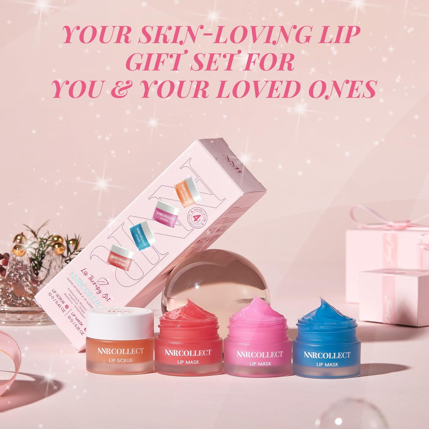 ANRCOLLECT 4-Pack Lip Scrub and Lip Mask Set