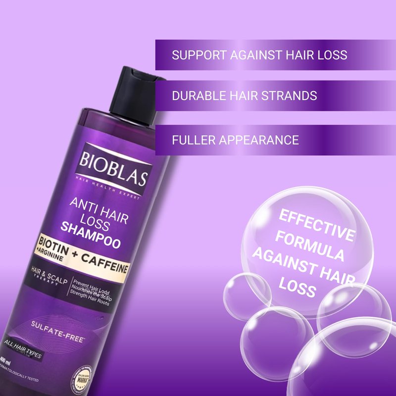 Sulfate-Free Shampoo Containing Biotin, Caffeine, Arginine, Clinically Tested, Effective Against Hair Loss, Intensive Hair Care Shampoo for All Hair Types, Men and Women