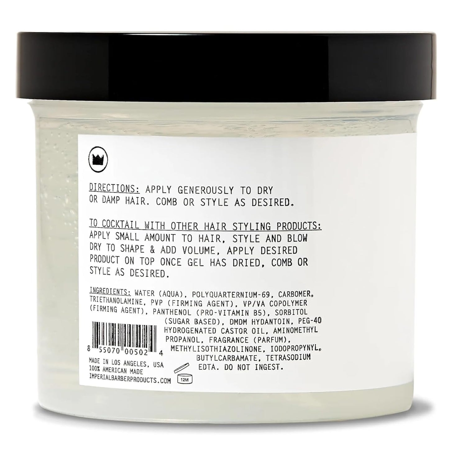 Imperial Barber Grade Products | Gel Pomade, 12 oz | Strong Hold | High Shine | Water-Based | Easy to Wash Out | Heat Resistant | All-Day Hold