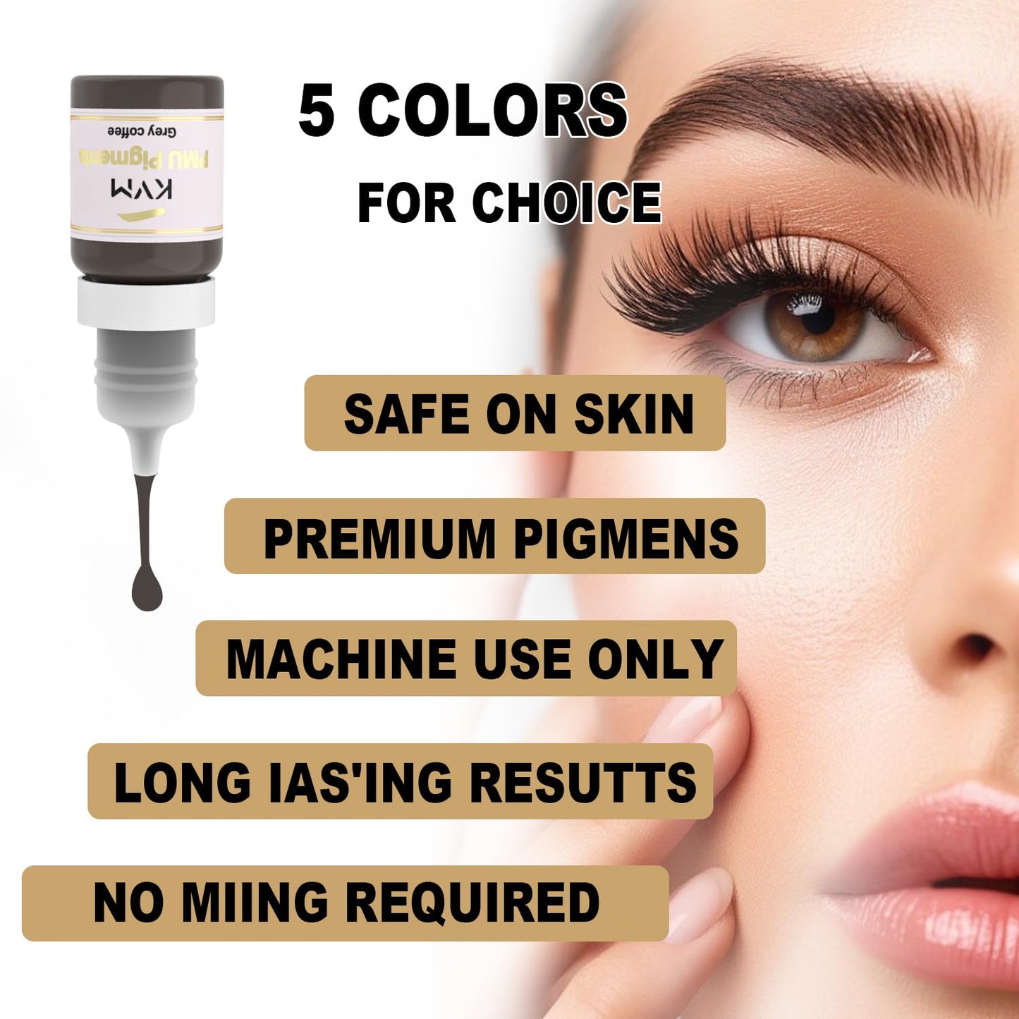 KVM Permanent Makeup Pigments - Long-Lasting Waterproof Color for Brows & Lips | Fade-Resistant Formula
