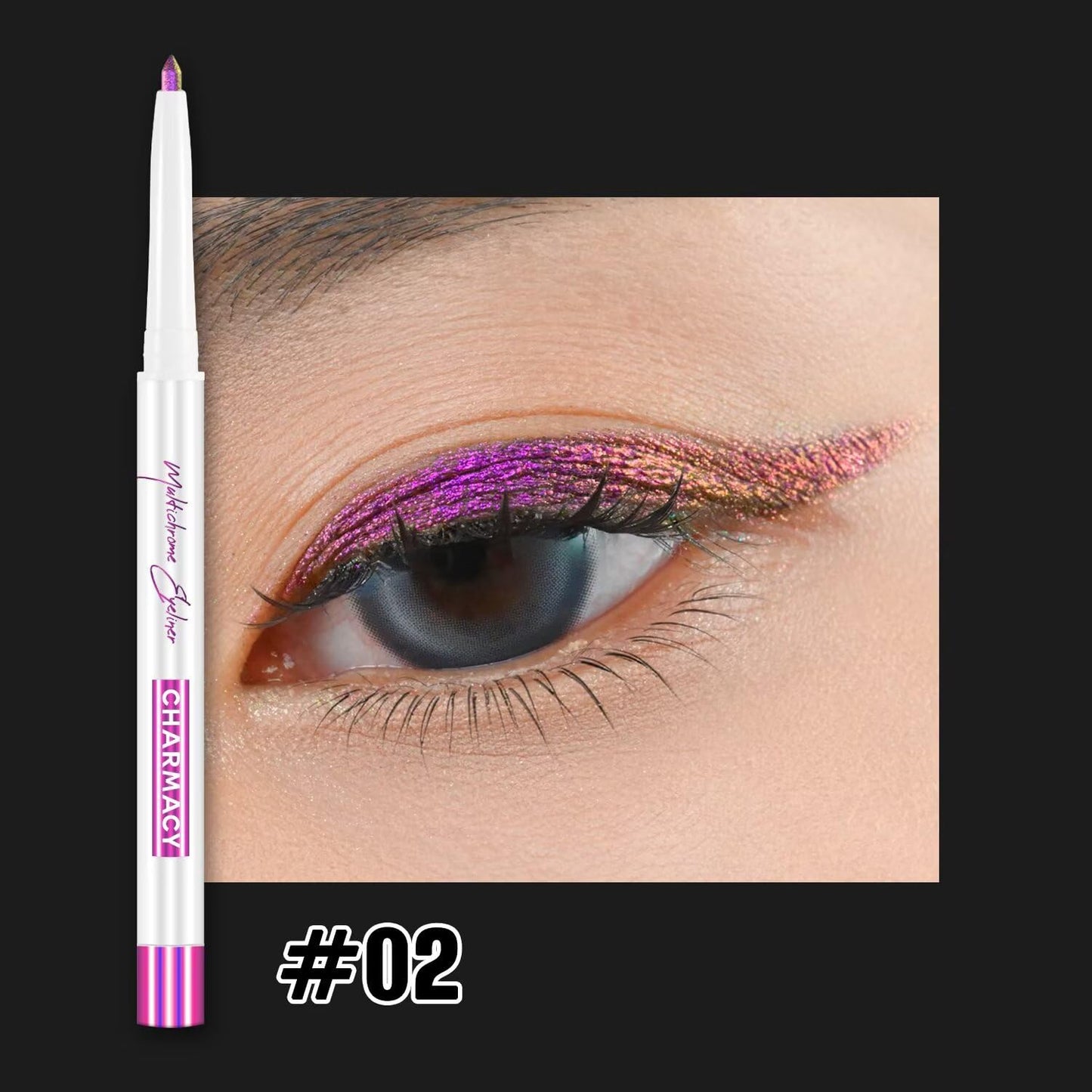 CHARMACY Chameleon Eyeliner Gel Pen, Color Changing Eyeliner, Long-Lasting, Waterproof & Smudge-Proof Formula, Metallic & Shimmer Shades for Creative Makeup, Easy Application (B02)
