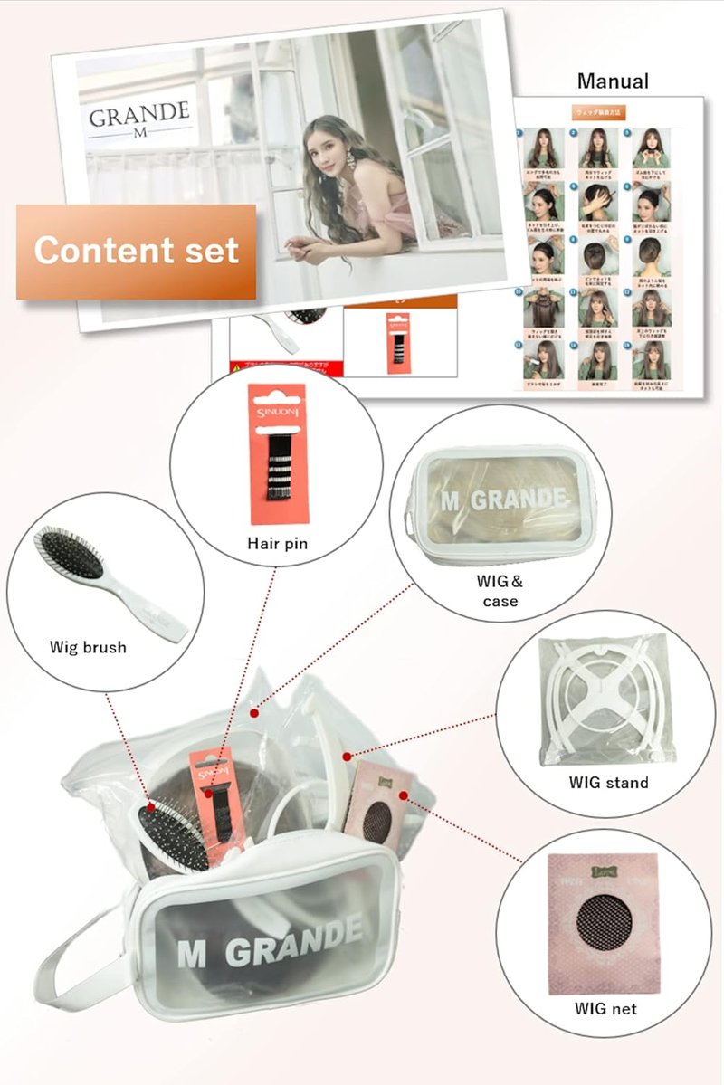MGRANDE Premium Women's Hime Bob Wig - Semi-Long Black Style for Small Face | 6-Item Set