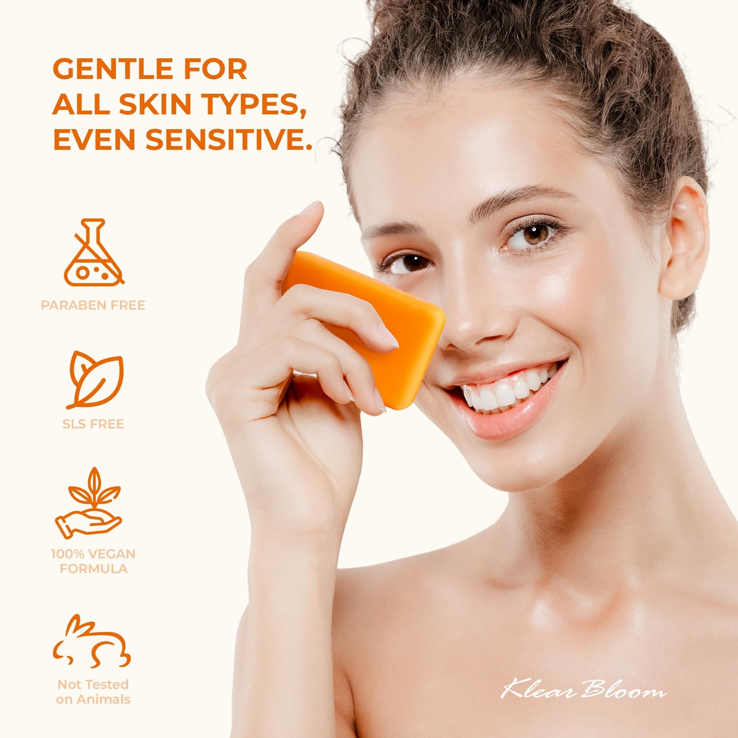 KlearBloom Kojic Acid Soap, Turmeric Soap Bar for Dark Spots Brightening & Moisturizing with Collagen, Vitamin E, Retinol, Hyaluronic Acid, Shea Butter, Paraben & Sulfate-Free 105g x4 Bars With Holder