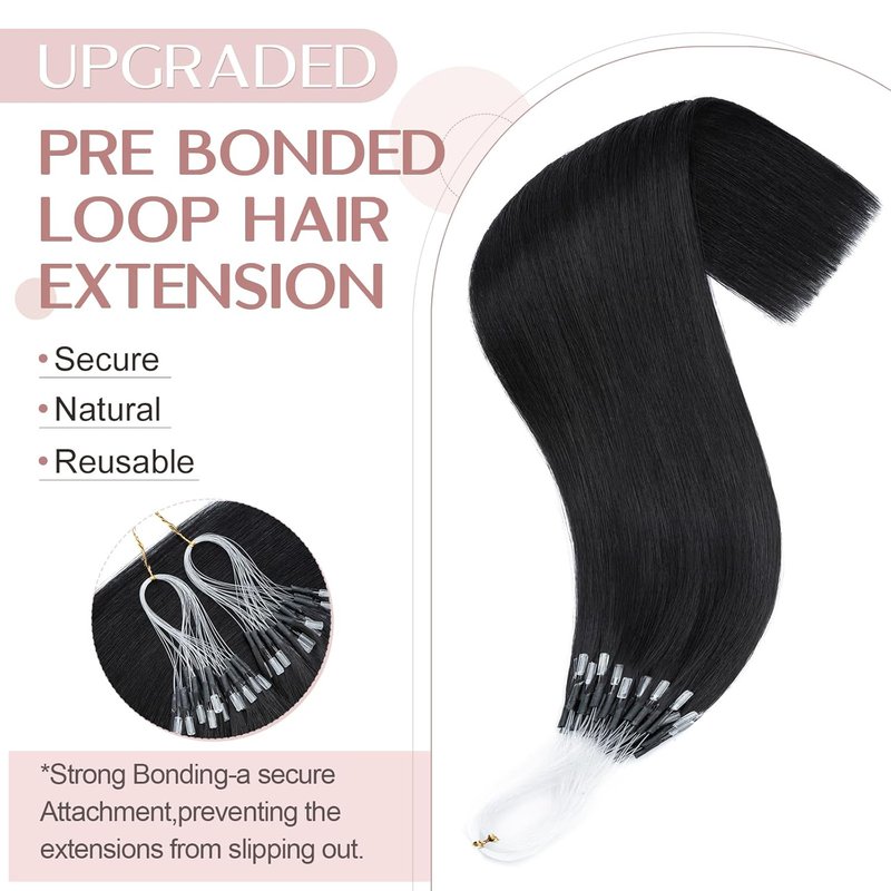 U Tip Hair Extensions - Human Hair Keratin Bonded for Silky Straight Highlights | 50 Strands, 50g, 14” Jet Black