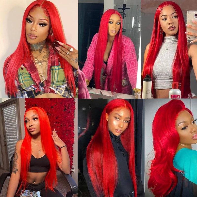 Red Bundles Straight Bundles Human Hair 16 18 20 Inch Unprocessed Brazilian Virgin Hair Weave 3 Bundle Red Human Hair Extensions 50 Grams Per Bundle