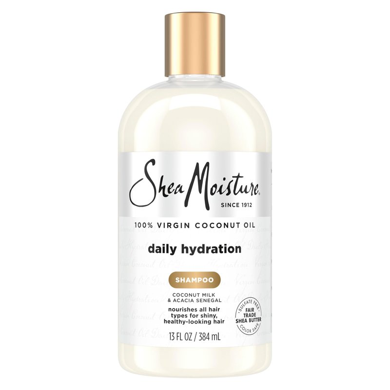 Shea Moisture Daily Hydration Shampoo Virgin Coconut Oil for All Hair Types Sulfate-Free 13 oz