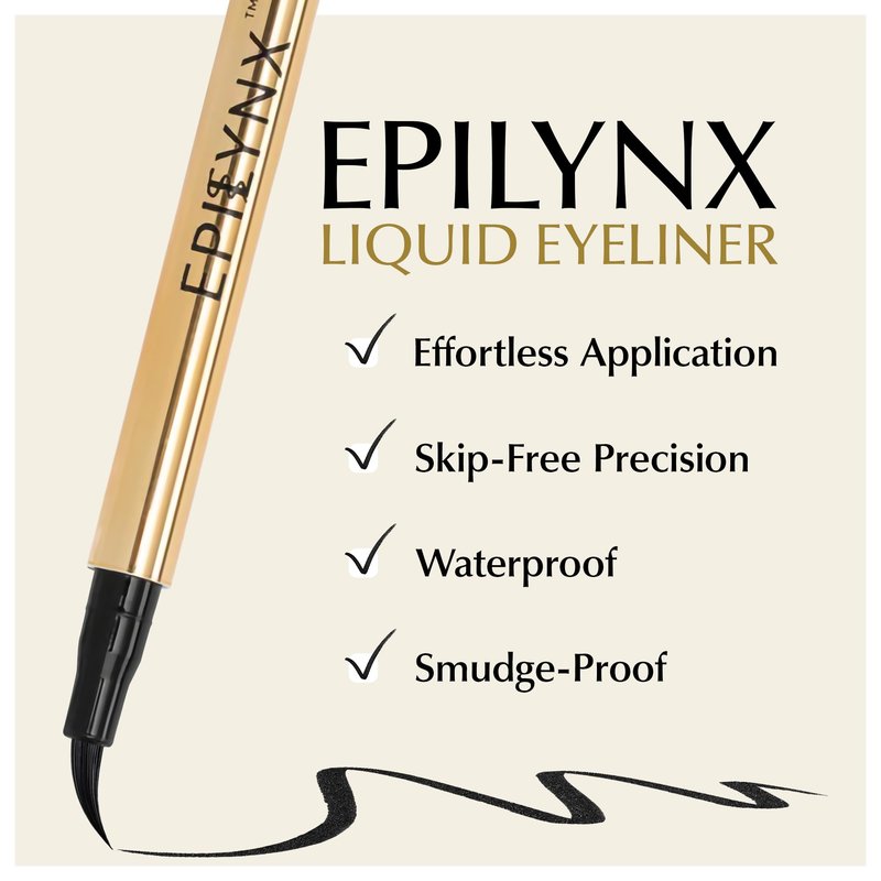 EPILYNX Liquid Eyeliner - Hypoallergenic Eyeliner with Fine Brush Tip, Long-Lasting Waterproof Eye Liner - Cruelty-Free, Vegan, Gluten-Free, Smooth Application Liquid Eye Liner, Black 2mL
