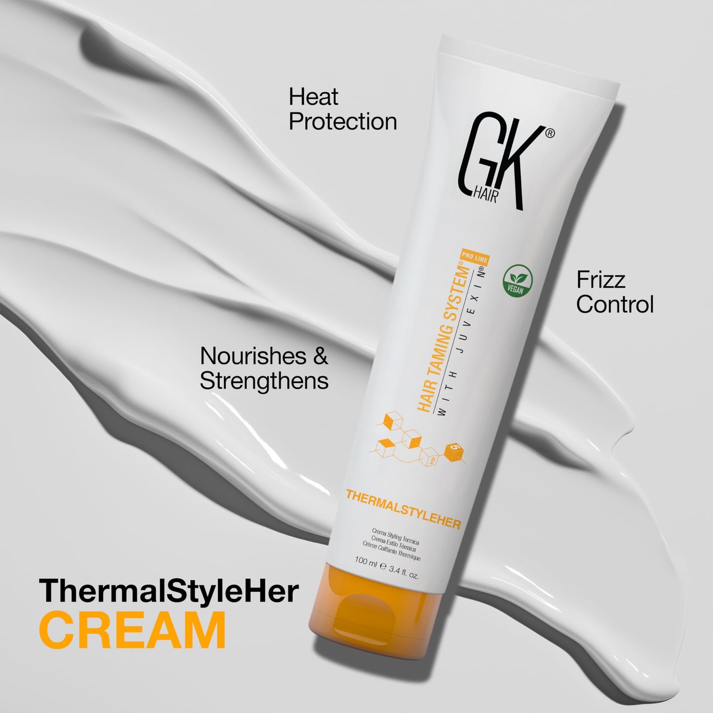 GK HAIR Thermastylher Cream 3.4 oz – Heat Protectant Styling Cream, Blow Dry Cream for Frizz Control, Smooth & Strengthen Hair, Heat Protection for All Hair Types