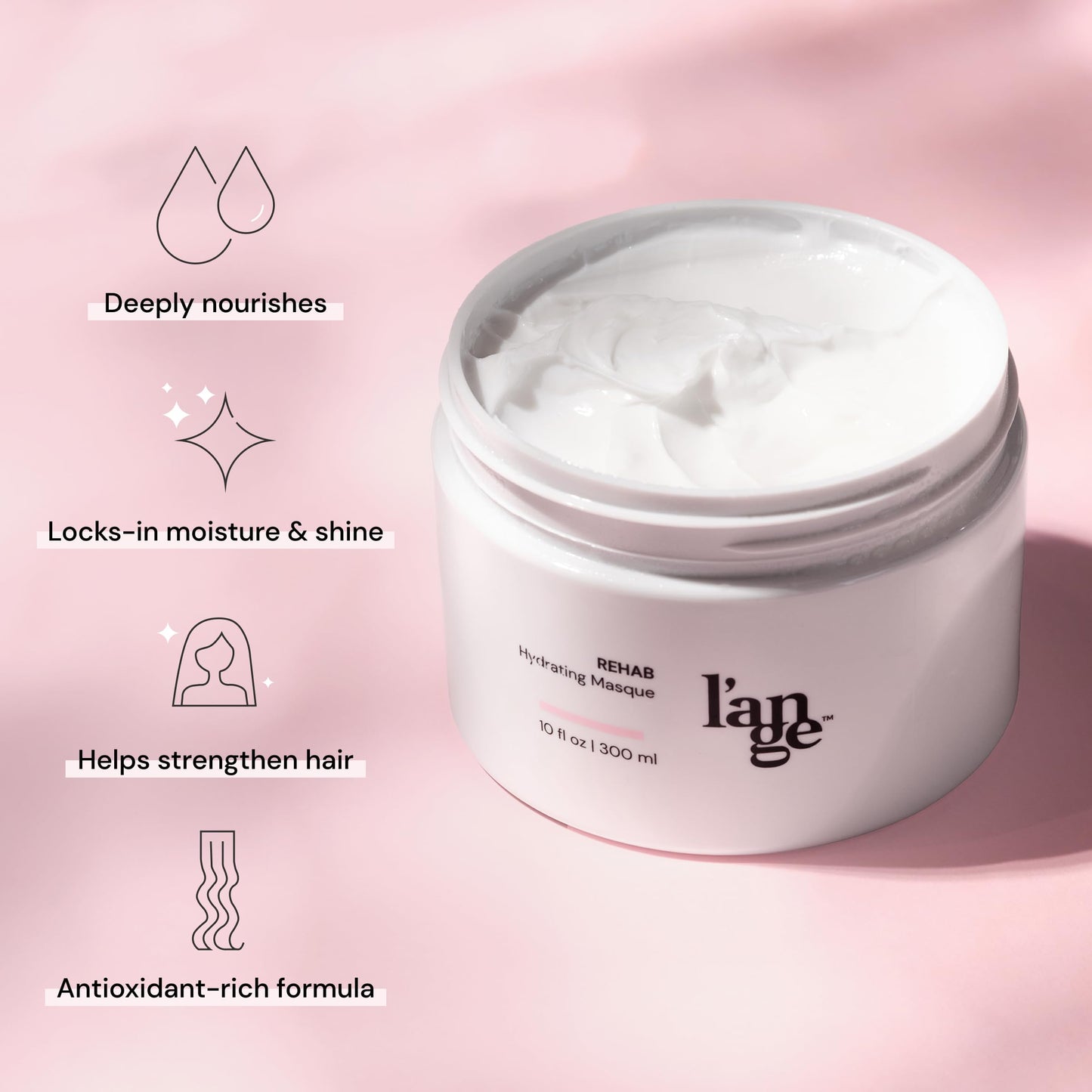 L'ANGE HAIR Rehab Hydrating Masque | Deep Conditioning Hair Mask for Dry, Damaged Hair | Keratin-Infused Treatment for Smoothness, Elasticity & Shine | Dry or Damaged Hair | 10 fl oz
