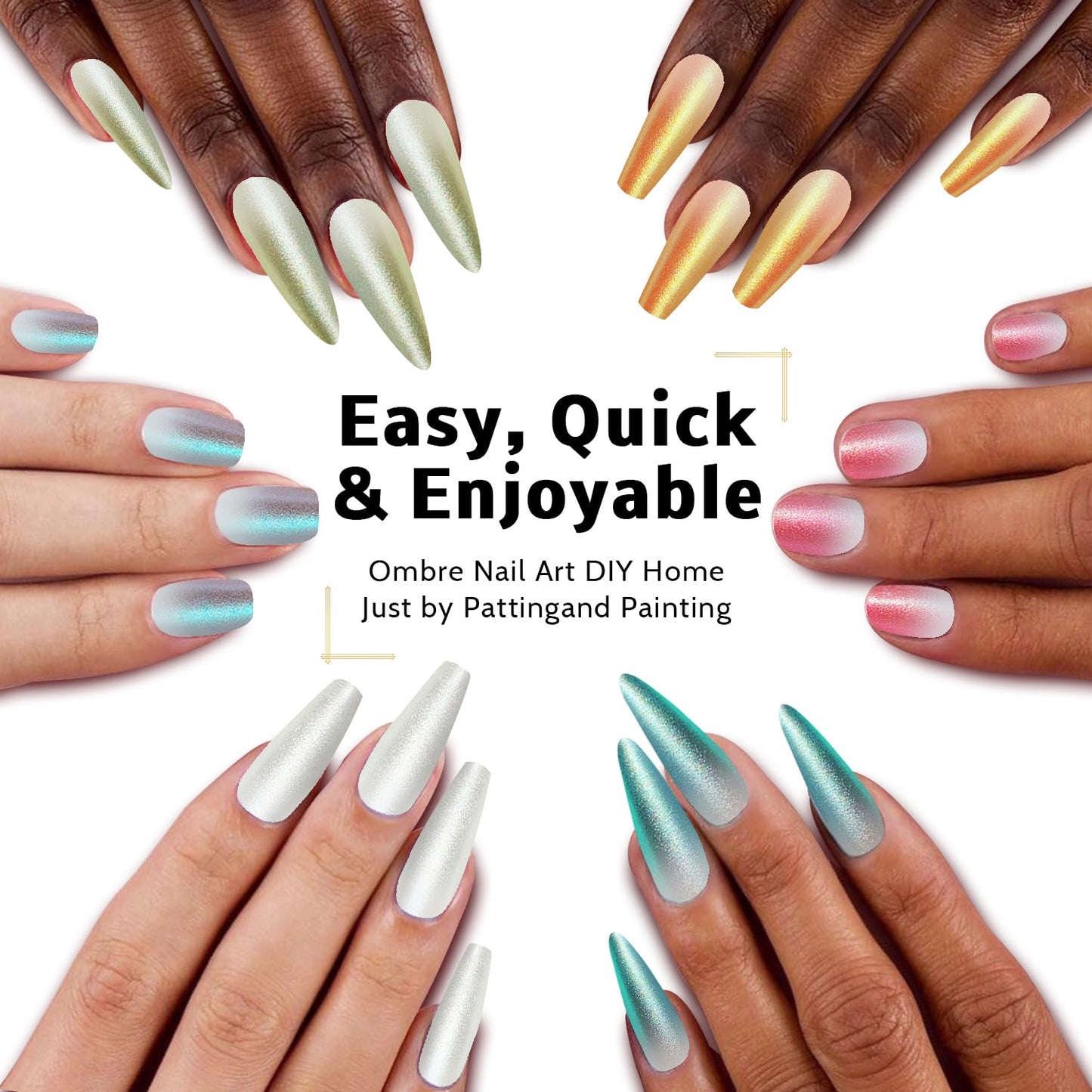 Ombre Nail Gel Set - 9 Colors Sponge Pat Paint for Floral Nail Art, No Wipe, UV/LED Curing