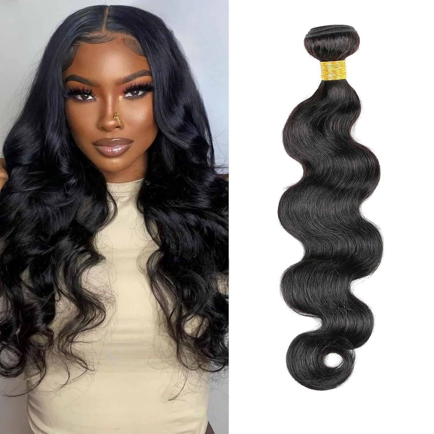 Body Wave Human Hair Bundles 26 Inch Body Single Bundle #1B Natural Black Human Hair Unprocessed Native Virgin Hair 100g Total Double Weft Crochet Human Hair Extensions for Women