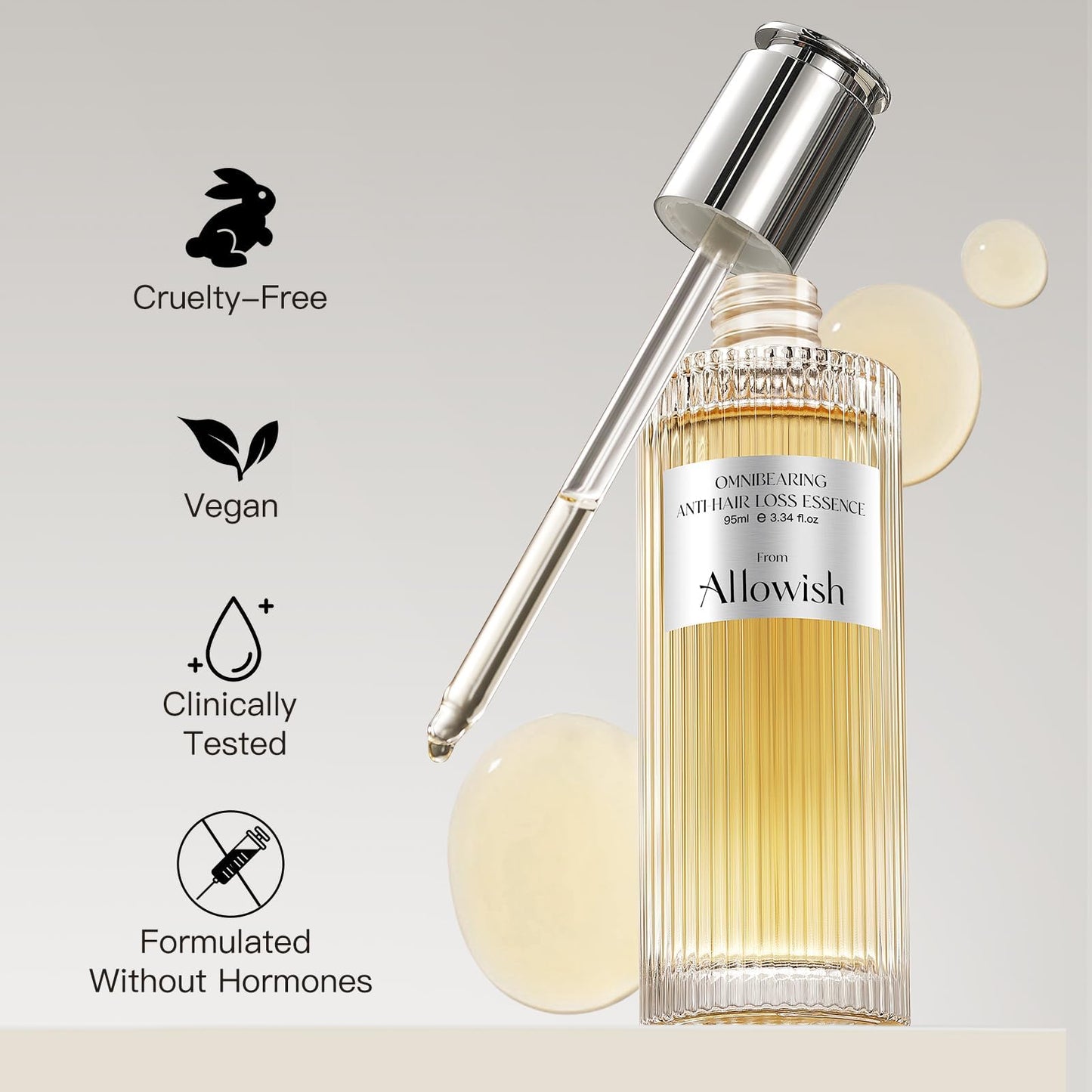 ALLOWISH Hair Growth Serum 95 ml - Rosemary Hair Thickening Serum with Biotin, Caffeine for Hair Thinning & Shedding – Promotes Healthy Scalp, Fuller, Nourish, Strengthens Roots