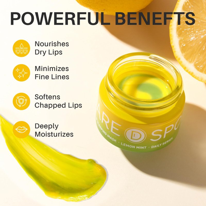 SPODARE 3-in-1 Dual-Color Sleeping Lip Mask Set – Blueberry, Grape & Lemon | Hydration & Repair for Dry Cracked Lips, Infused with Grape Seed Oil and Citrus Extracts for Rejuvenates Lips, 1.26 Fl Oz