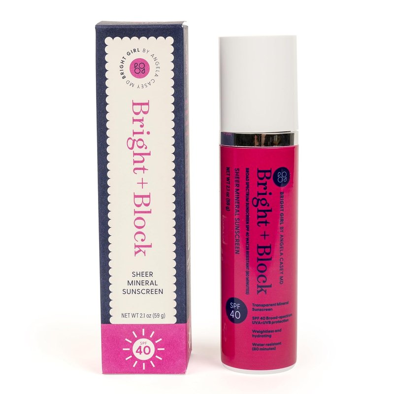 Bright+Block SPF 40 Sheer Mineral Sunscreen - Lightweight, Water-Resistant Formula for Sensitive & Acne-Prone Skin | 2.1 fl oz