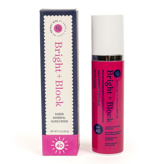 Bright+Block SPF 40 Sheer Mineral Sunscreen - Lightweight, Water-Resistant Formula for Sensitive & Acne-Prone Skin | 2.1 fl oz