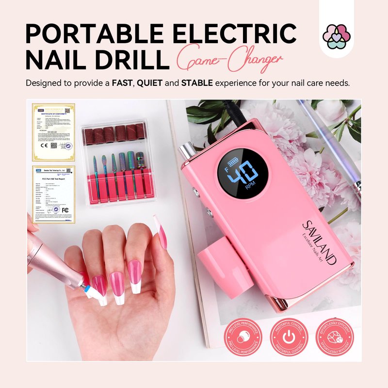 SAVILAND Professional Acrylic Nail Kit for Beginner: Nail Kit Acrylic Set for Starter with Everything Monomer Liquid Gel Nail Polish Nail Decoration U V Nail Light Gift Home Salon