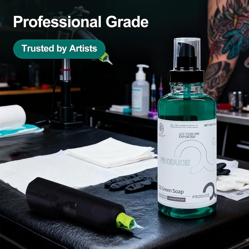 Green Soap for Tattooing - Concentrated 1:9 Formula | 16.9oz for Effective Tattoo Cleaning