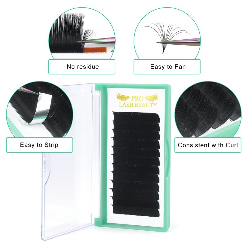 Easy Fan Volume Lashes D-0.03-10 Volume Lash Extensions Rapid Blooming Lashes Mega Volume Lash Extensions Rapid Blooming Eyelash Extensions 9 to 20 mm Flowering Lash Extensions C D curl(D-0.03,10mm)
