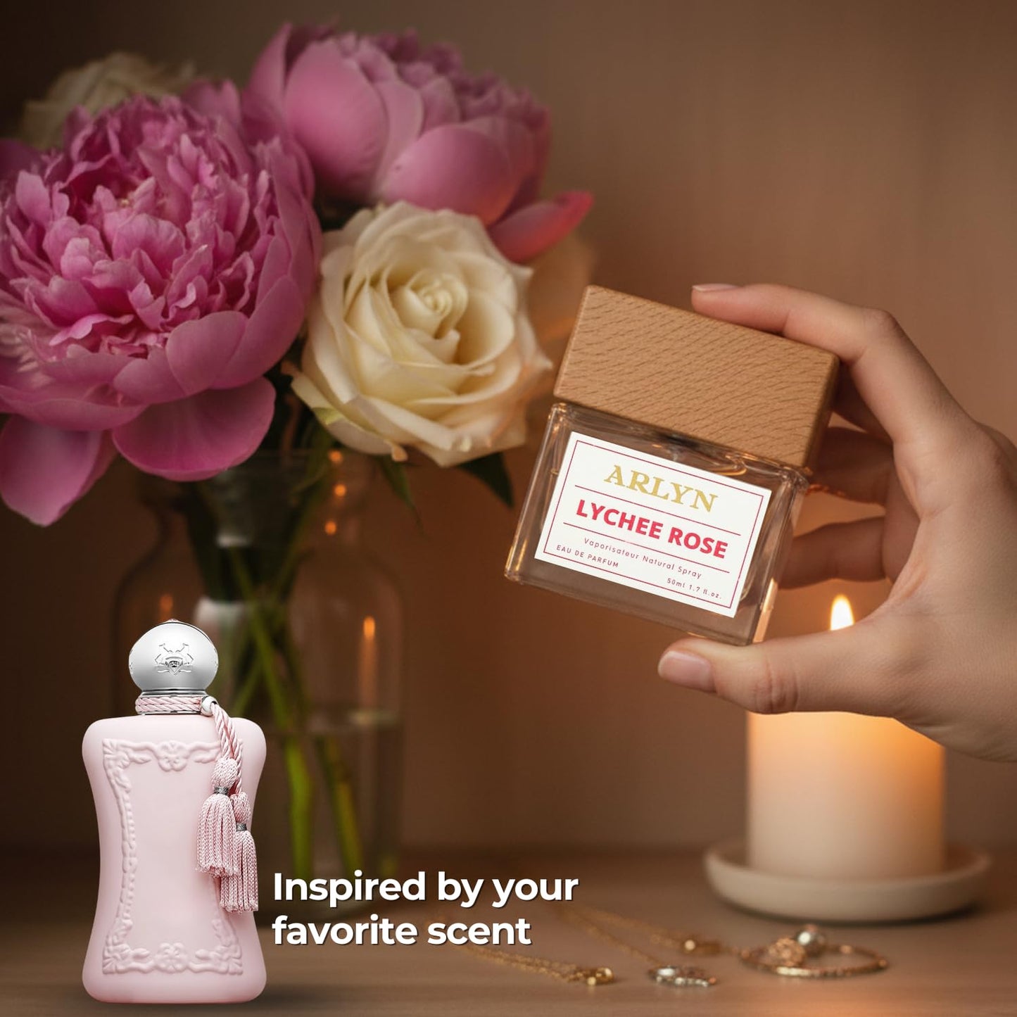 ARLYN Lychee Rose Eau De Parfum Inspired by Mar.Ly De.L.ina, Long-Lasting Perfume for Women, Vegan & Eco-Conscious with Clean Ingredients, Lychee, Peony, Rose and Vanilla - 50ml / 1.7 oz