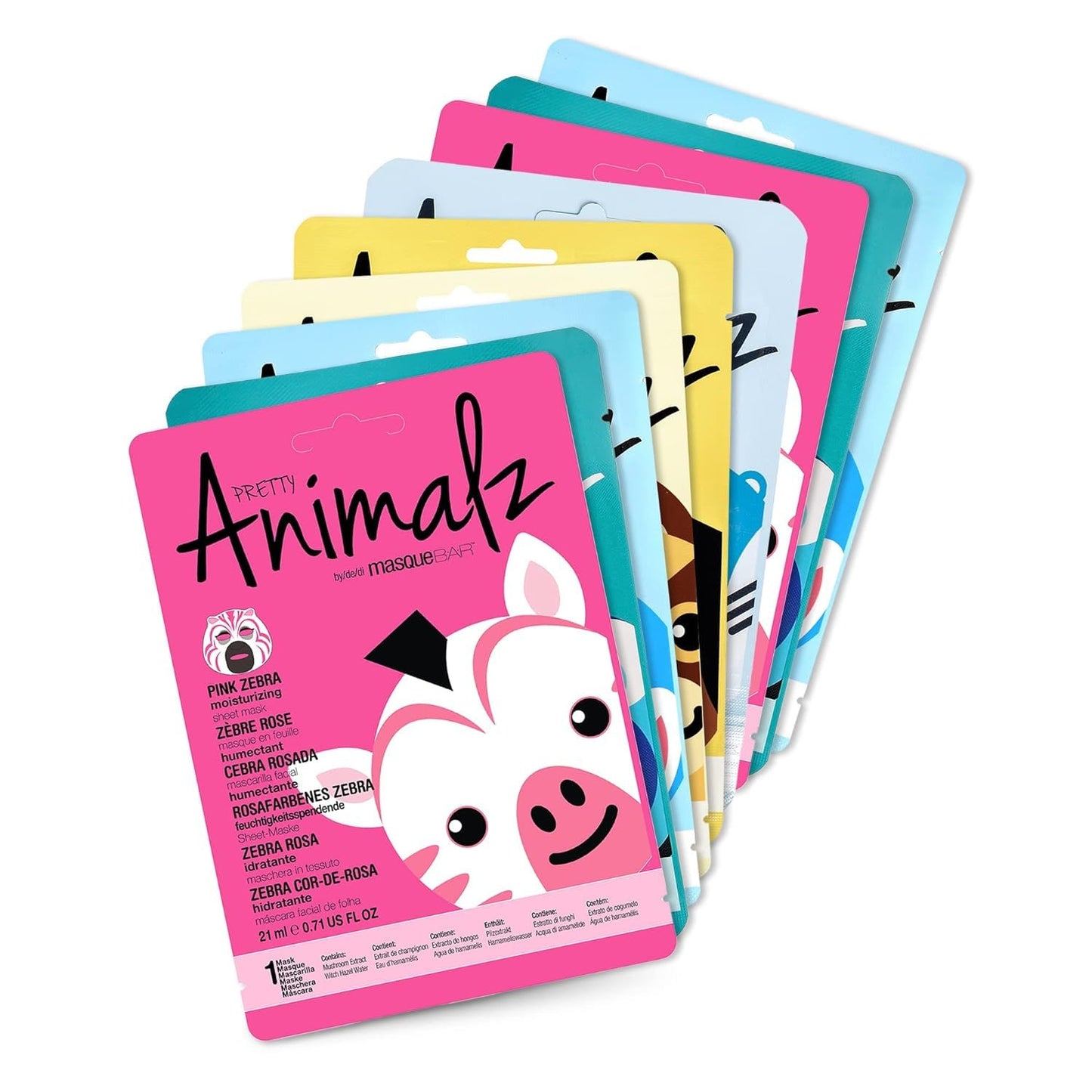 Masque Bar – 9 Piece Pretty Animalz Printed Sheet Masks – Made in Korea