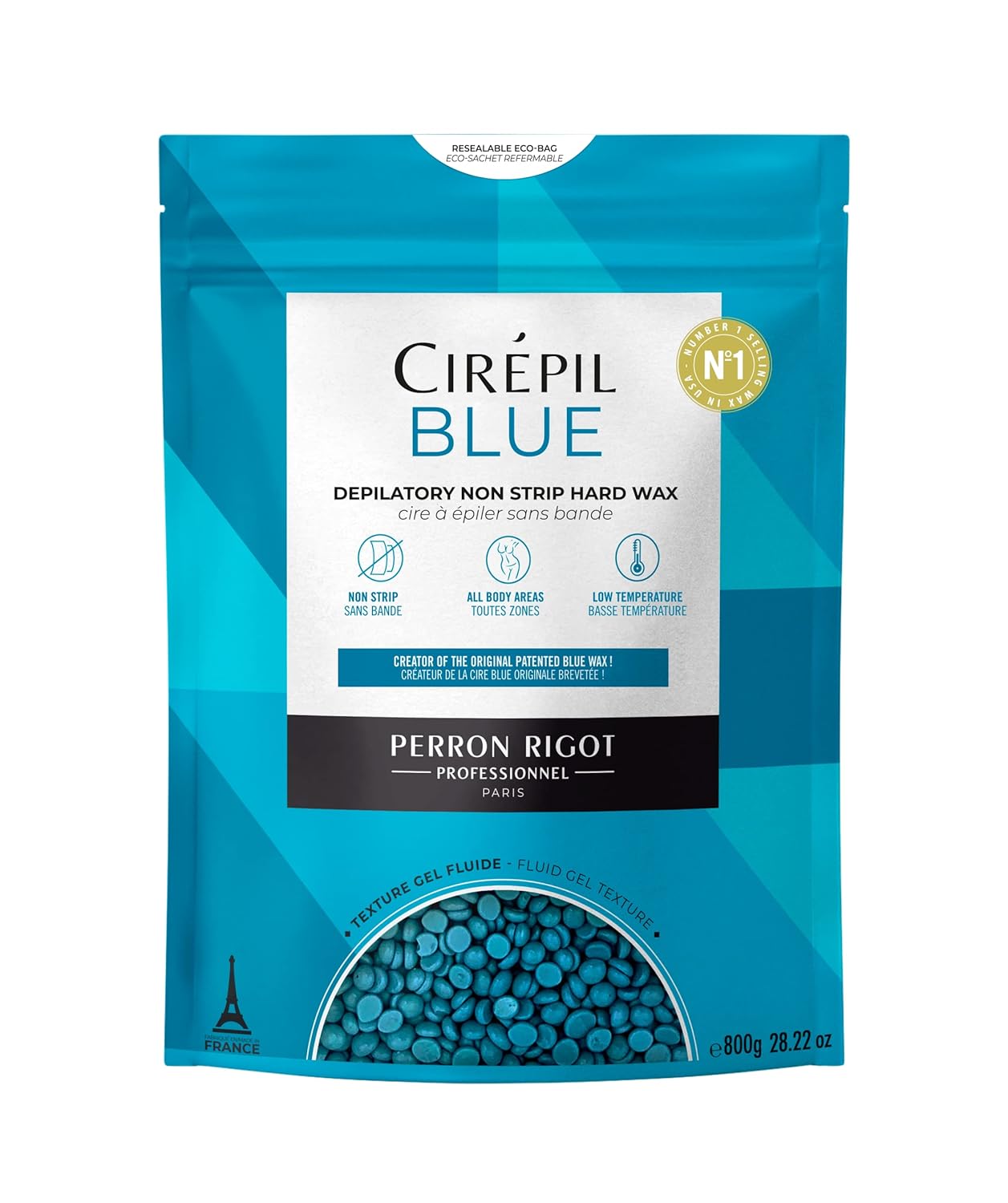 Cirepil Hard Wax Beads - Unscented Blue Wax for Face & Body | 800g - Ideal for Sensitive Skin & Brazilian Waxing