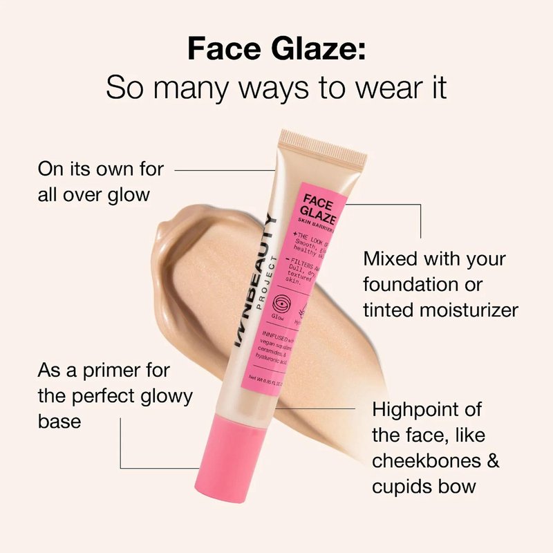 Innbeauty Project Face Glaze, Highlighting Cream, Skin Barrier Protect & Glow Moisturizer with Ceramides & Hydrating Actives, 0.85 OZ (25ml)