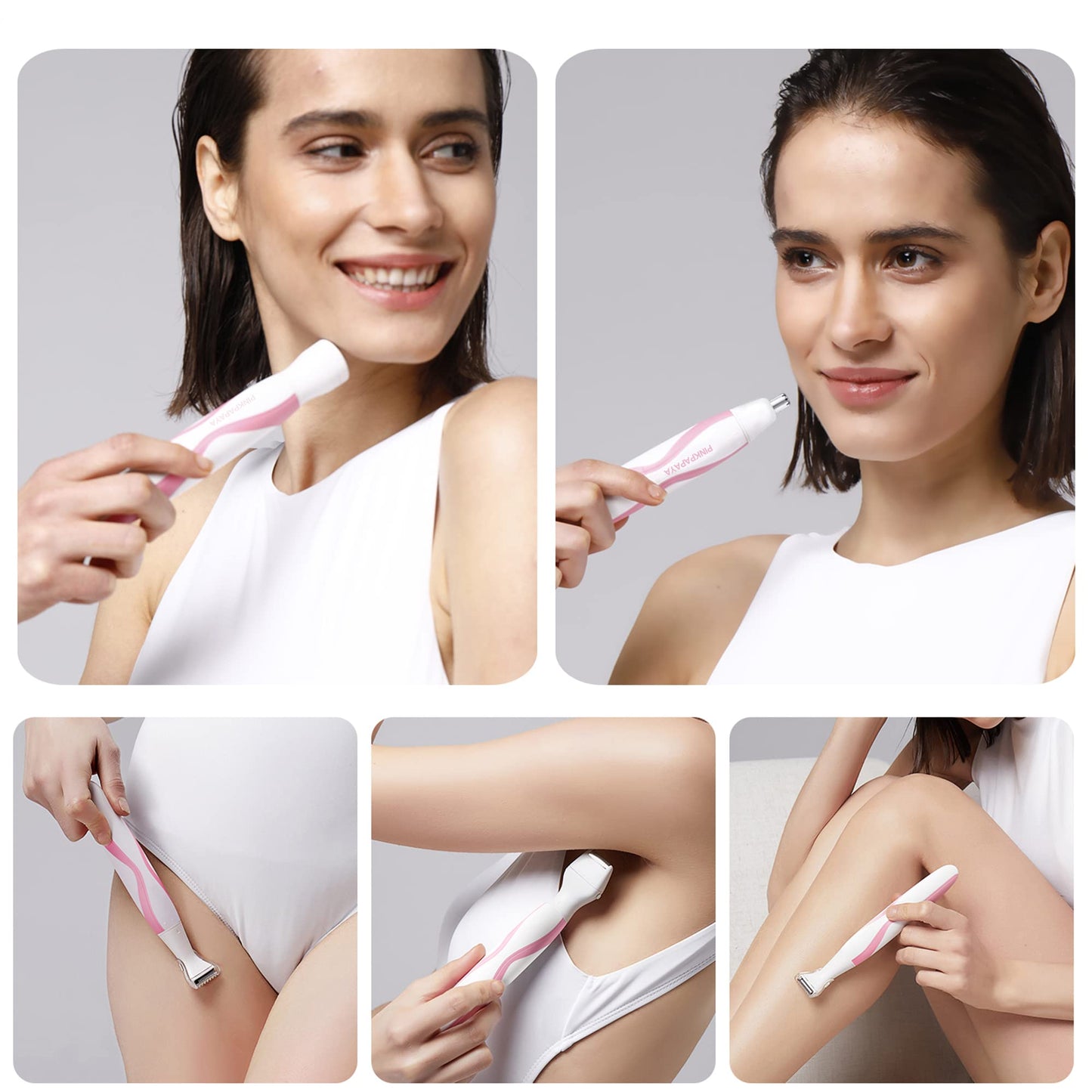 Pinkpapaya Electric Bikini Trimmer for Women,4 in 1 Electric Shaver,Bikini Line Hair Removal and Facial Hair Remover,Face Razors & Nose Hair Trimmer,Women's Grooming Kit,Tomato/p9k8