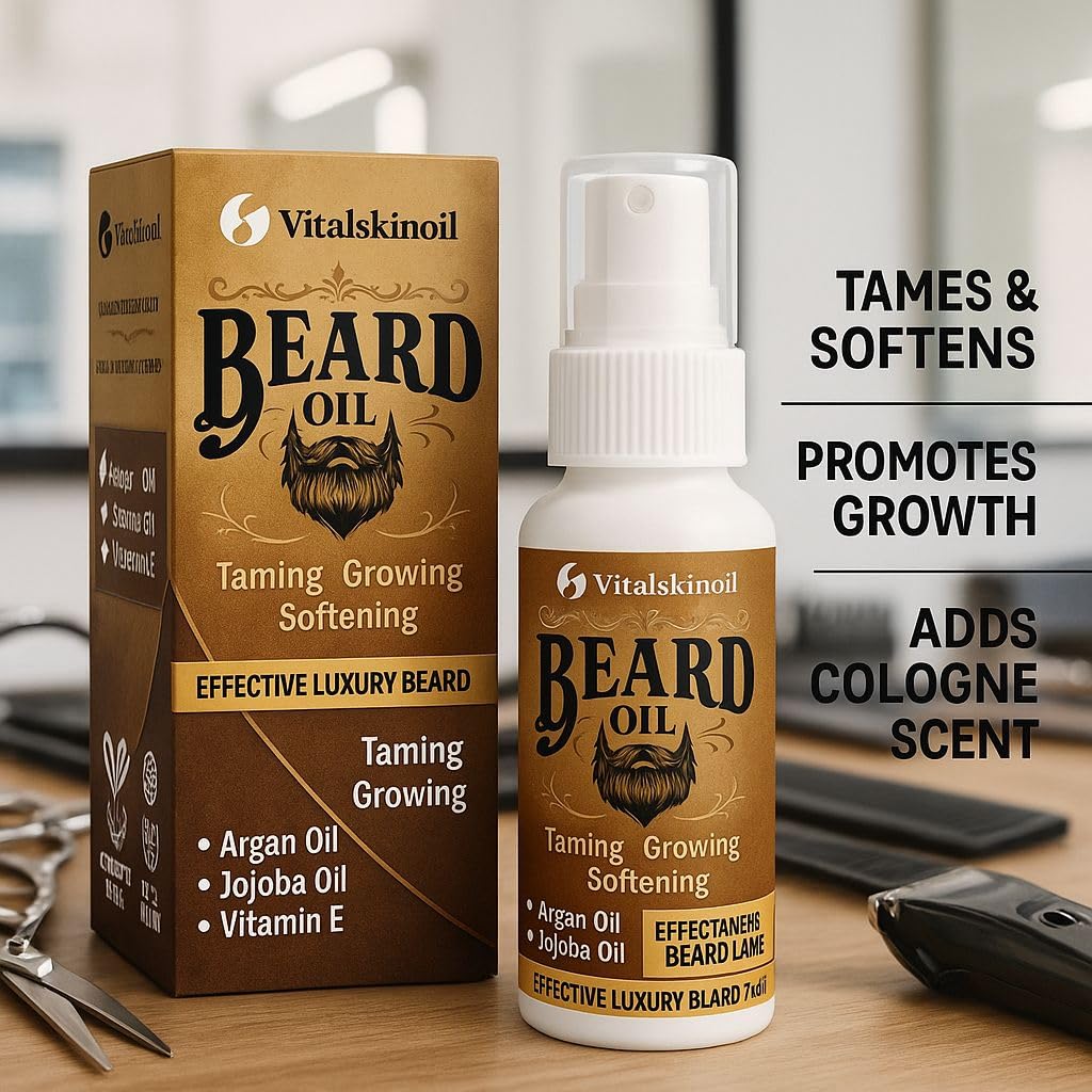Beard Oil for Men - with Argan Jojoba & Vitamin E - Cologne Scent - 100 ml - taming conditioning & growth