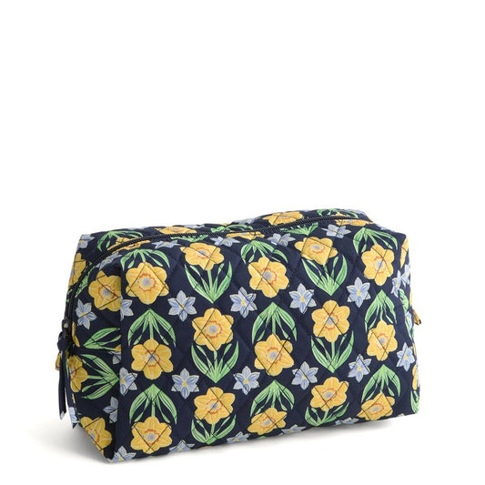 Vera Bradley Women's Premium Cotton Large Cosmetic, Colorful Bouquet, One Size