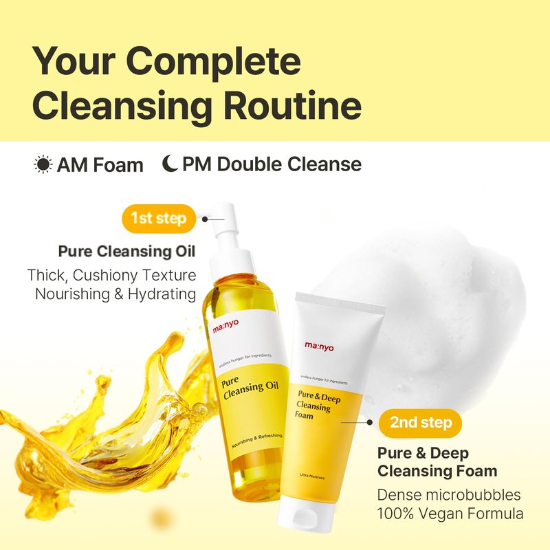 MANYO Pure & Deep Cleansing Foam, Facial Cleanser, for Double Cleansing, Pore Cleaner, Blackhead Remover, Acne Face Wash, Korean Skin Care, Pack of 3, 10.1 fl oz(600ml)