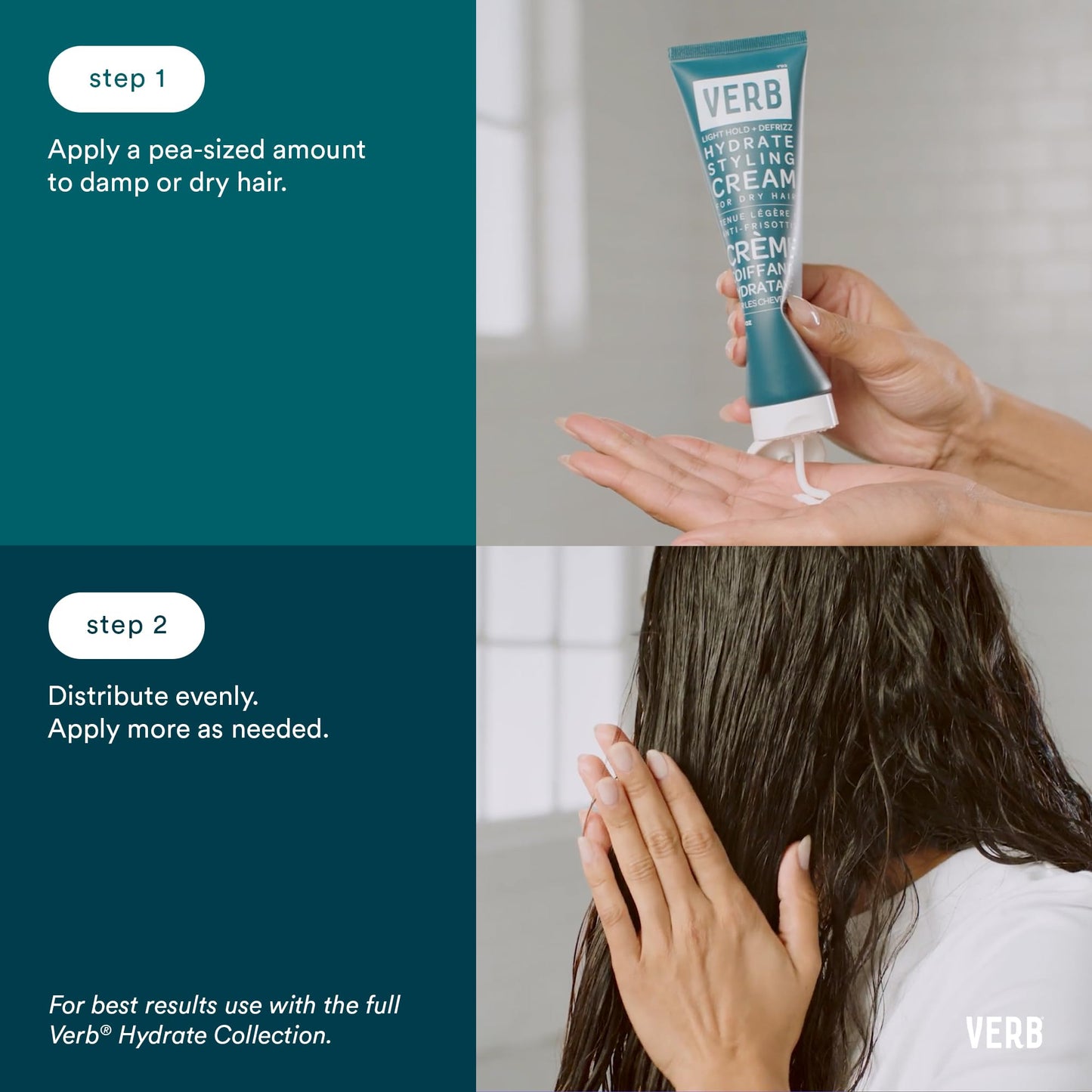 VERB Hydrate Styling Cream, 5.3 oz + 1 oz Travel Size- Smooth + Reduce Frizz for Dry + Frizzy Hair - Amber + Warm Jasmine Scent