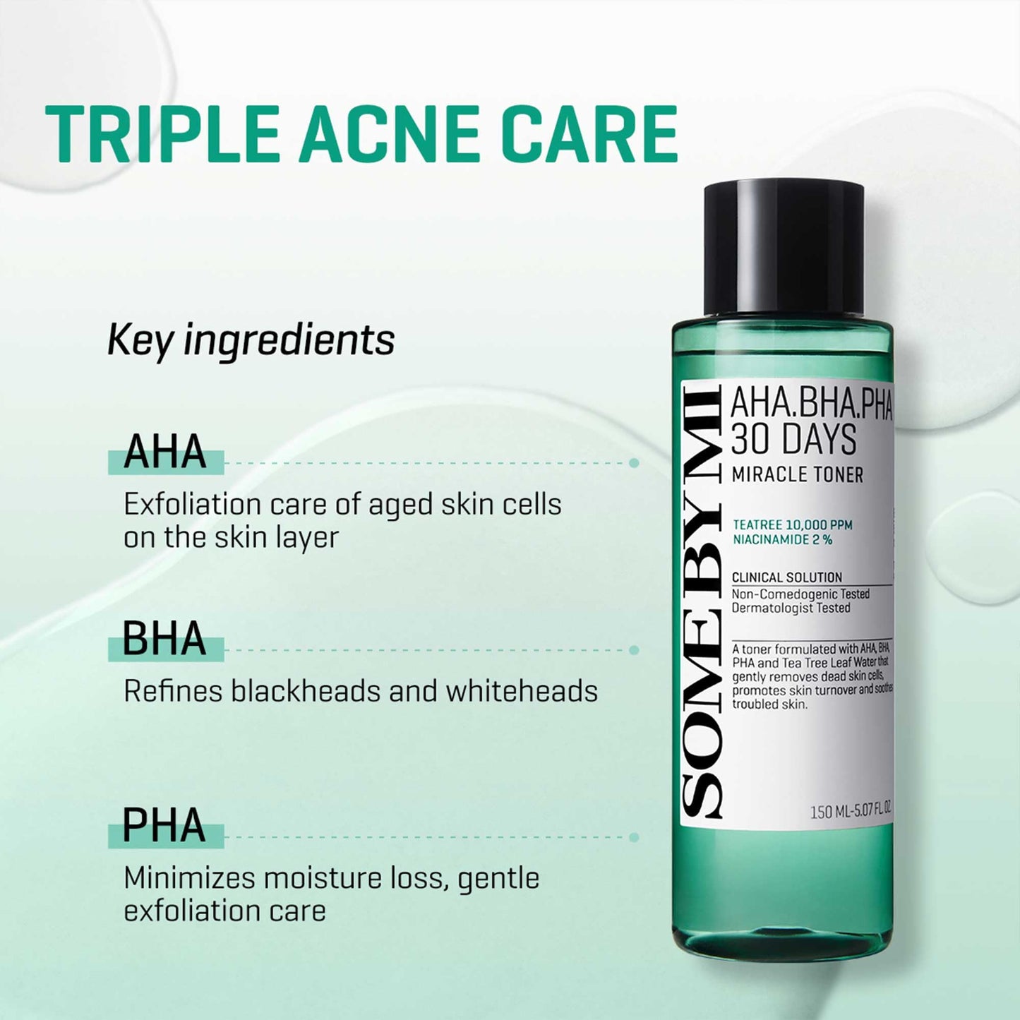 SOME BY MI AHA BHA PHA 30 Days Miracle Acne Clear Foam & 2EA Miracle Toner