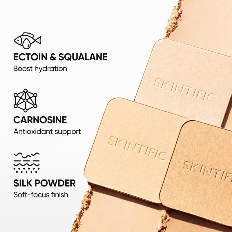 SKINTIFIC Ultra Cover Powder Foundation, Full Coverage Matte Finish, One-Swipe Flawless Pressed Powder with Oil Control, Lightweight & Long-Lasting, Pore-Blurring for Oily Skin