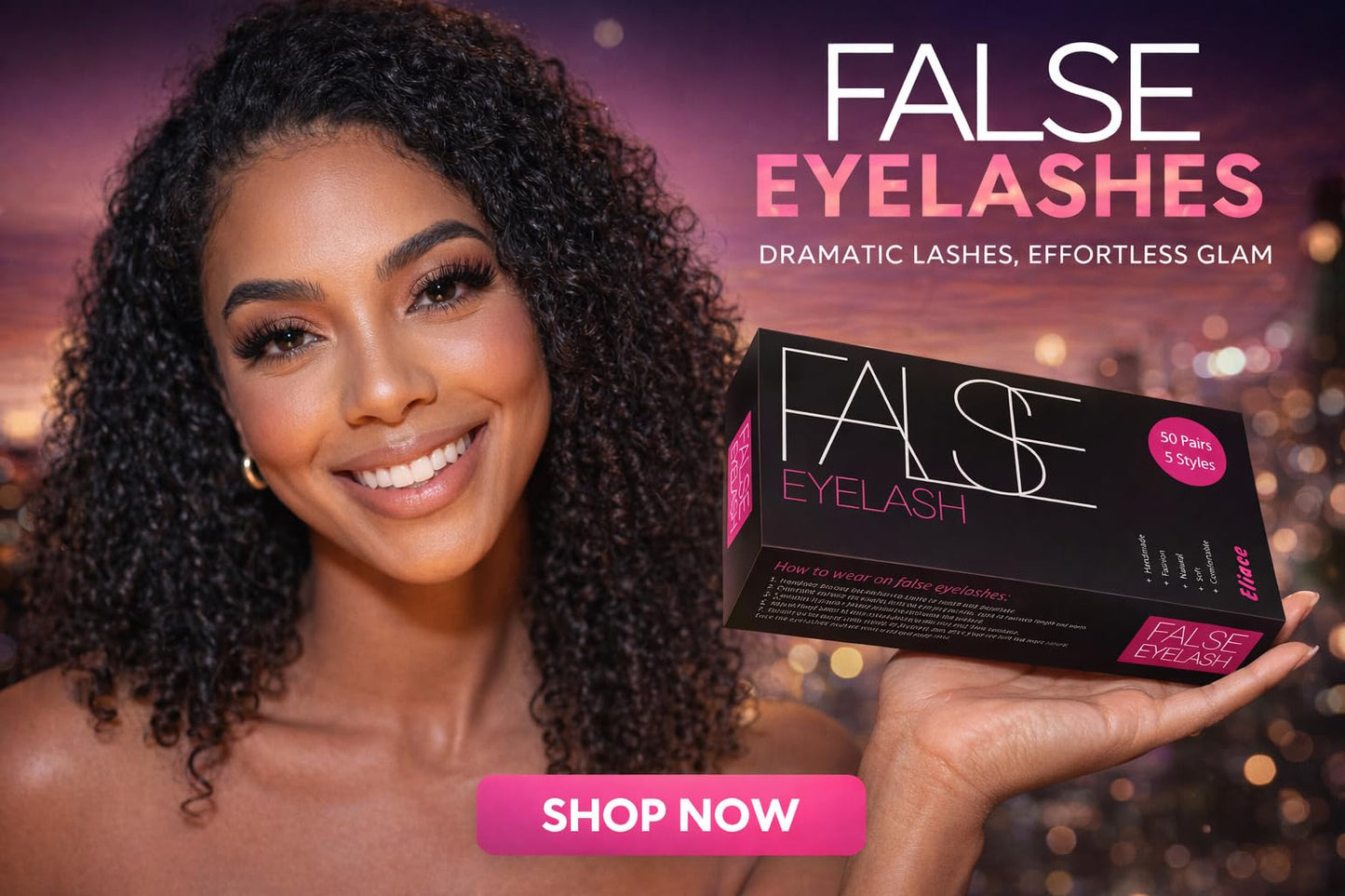 Eliace Eyelashes, 50 Pairs 5 Styles Wispy False Eyelashes Fake Eyelashes
