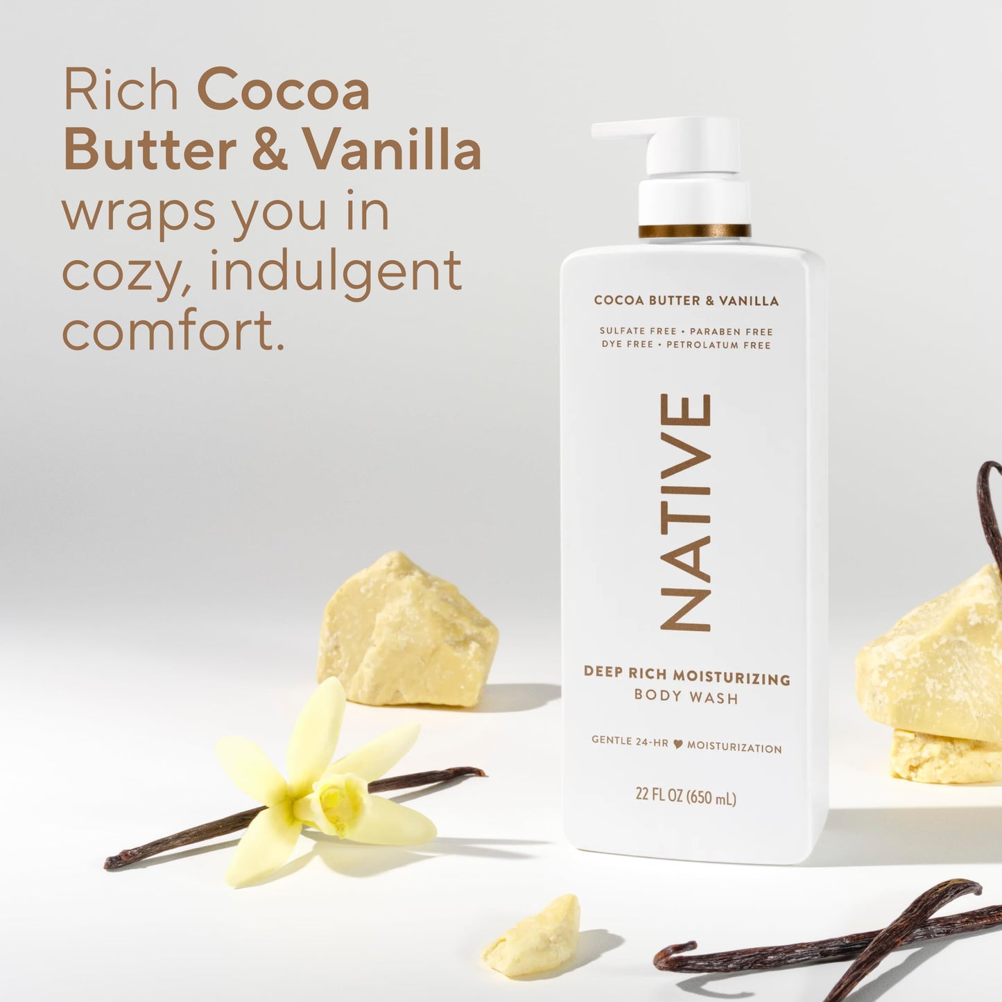 Native Moisturizing Body Wash| Contains Naturally Derived Ingredients | For Women & Men, Sulfate, Paraben, & Dye Free Leaving Skin Soft and Hydrated, 22 oz