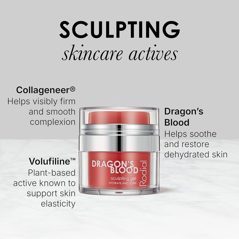 Rodial Dragon's Blood Sculpting Gel - Rejuvenating Ultra-Hydrating Face Cream | 0.3 fl oz - Triple Action Collagen Formula for Firmer Skin