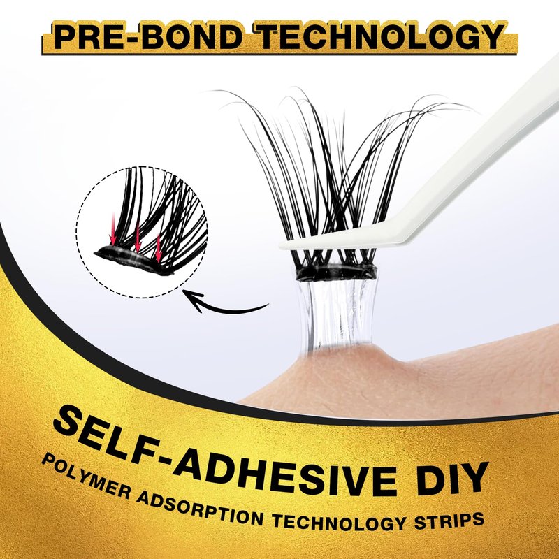 Self-Adhesive Eyelashes - 150pcs Pre-Glued Extensions | 8-16mm Reusable Clusters for Natural & Dramatic Looks
