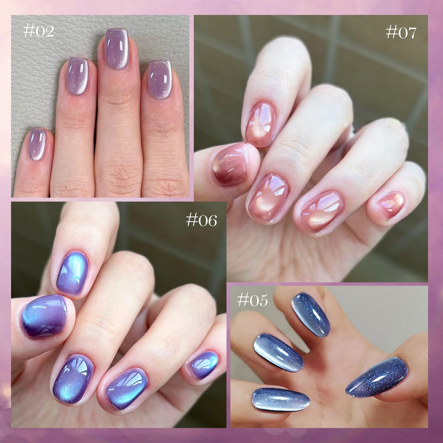YEPYEPGO Cat Eye Gel Nail Polish Set, 12 Colors Velvet Cat Eye Gel Polish Magnetic Cateye Glass Effects Fall Winter Christmas Color Professional Use for Salon