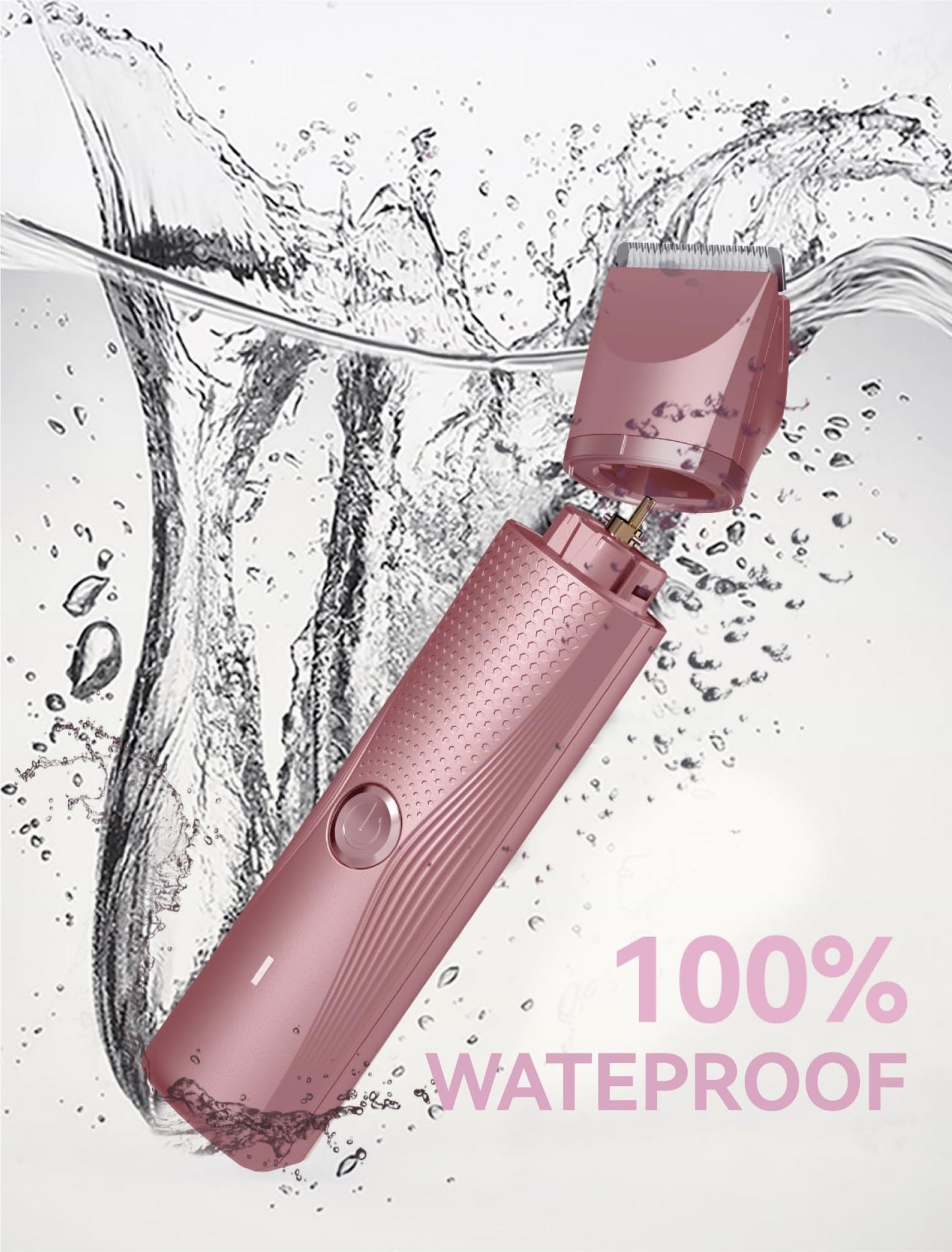 Pubic Hair Trimmer for Women-Unibono Bikini Trimmer, Replaceable 3-in-1 Electric Razors for Women, Electric Shaver in Poweverful Motor, Waterproof Personal Trimmer Groomer for Body Hair (Rose Gold)