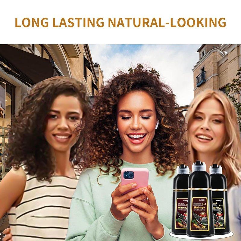 Leorx 3 In 1 Hair Dye and Color Shampoo, Chestnut Brown, 16.9 Fl Oz - Instant Herbal Refresh For Women & Men - Tintes Para El Cabello Profesional