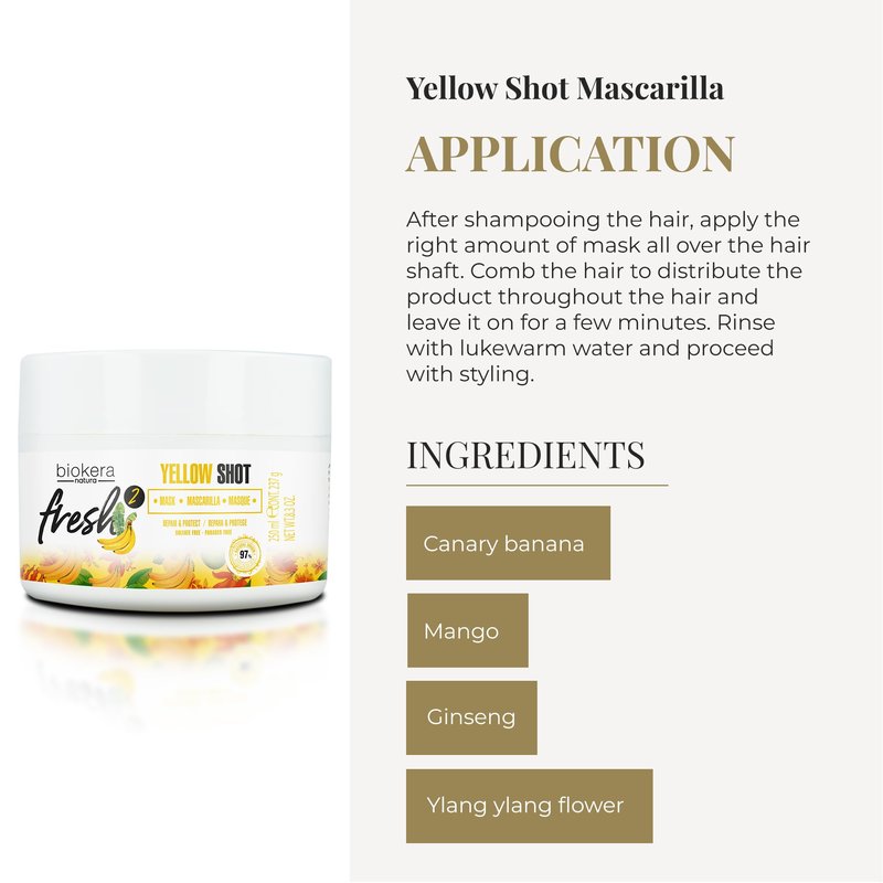 SALERM - Deep Repair Hair Mask - Biokera Fresh Yellow Shot Mask - 250 ml - Hydrates, Repairs, and Protects Hair - Anti-Frizz - Sulfate-Free and Paraben-Free