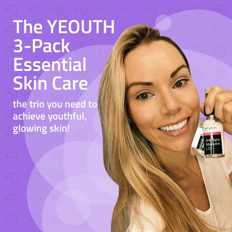 YEOUTH Skin Care Set | Hyaluronic Acid Serum with Vitamin C | Face Toner | Face Moisturizer | Skincare Kit for Hydrating and Smooth Looking Skin | Facial Gift Set 3-Piece