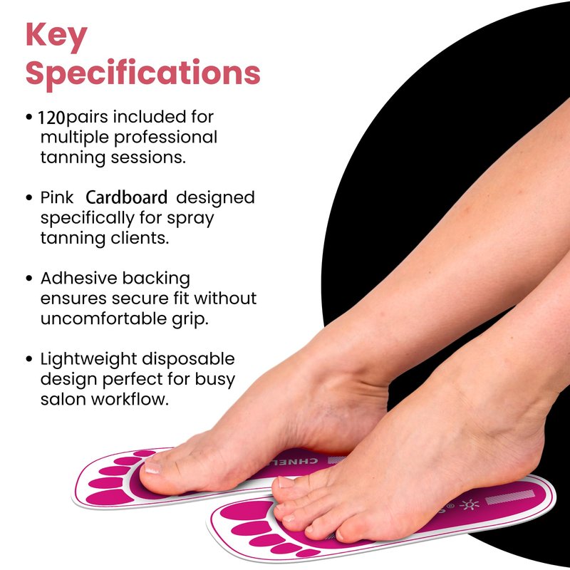 Pink 120Pairs(240Feets)Disposable Spray Tanning Feet Pads for Hygienic Foot Protectors,Comfortable & Hygienic Spray Tan Pads Feet-Specifically for the Spray Tanning Industry or Salon,One Size-Non Slip