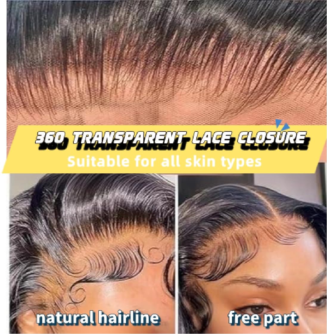 360 Lace Frontal HD Transparent Full Lace Closure Pre Plucked With Baby Hair Bleachable Knot Free Part Raw Virgin Human Hair Natural Color 12 Inch