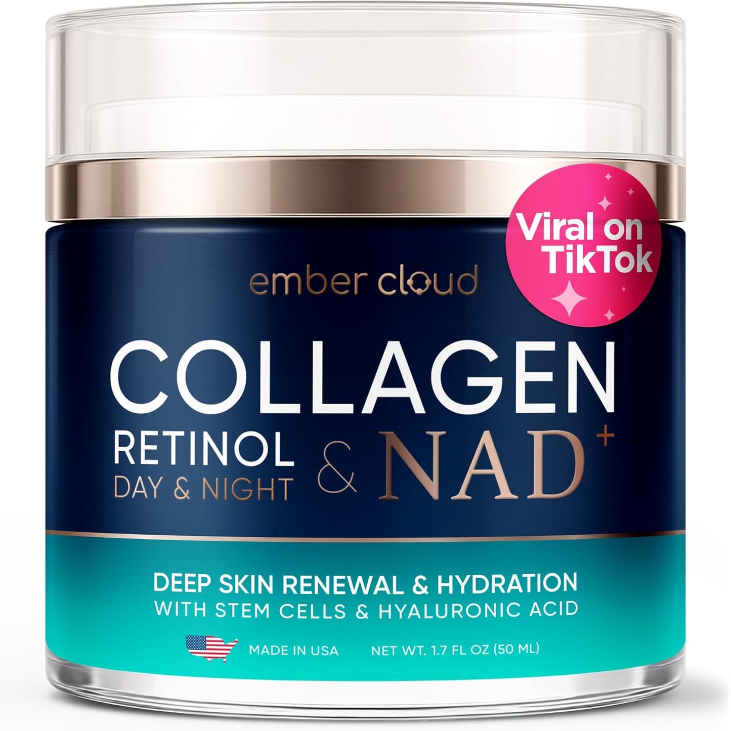 Collagen Cream with Retinol & Hyaluronic Acid - Anti-Aging Moisturizer for All Skin Types | 1.7 Oz