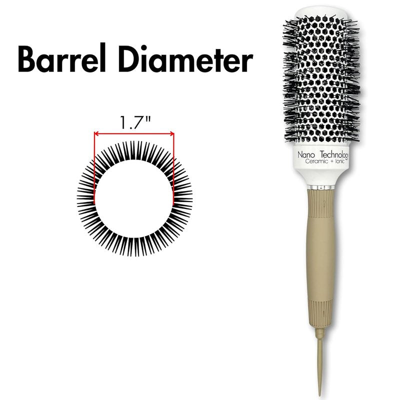 Round Hair Brush - Ceramic Ionic Thermal Barrel for Professional Blow Drying | Lightweight 1.7 Inch for Precise Styling