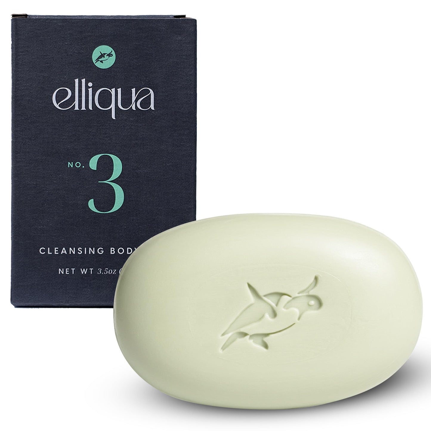 Elliqua No.3 Aloe Vera & Kaolin Clay Soothing Body Skincare Bar - Sulfate Free Cucumber Mint Scented Sensitive Skin Bar Soap - Non Toxic Purifying Triple Milled Plastic Free Body Wash Bar - 3.5 oz